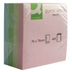 Q-Connect Value Stickn Sticky Notes Cube 76x76mm Pastel Assorted 21013