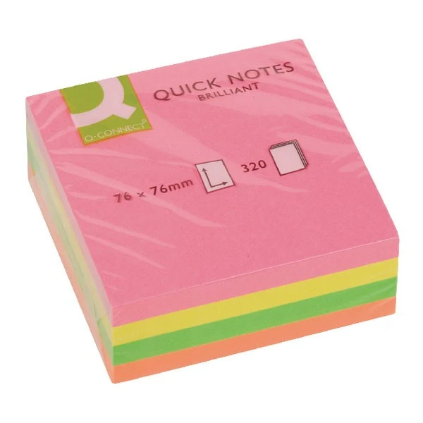 Q-Connect Value Stickn Sticky Notes Cube 76x76mm Neon Assorted 21012 3 Q-Connect Value Stickn Sticky Notes Cube 76x76mm Neon Assorted 21012