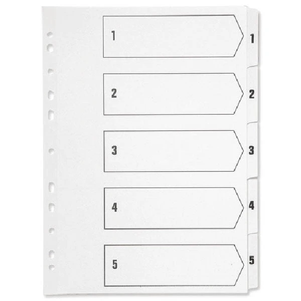 Q-Connect 1-5 Index Multi-punched Polypropylene White A4 KF01352 3 Q-Connect 1-5 Index Multi-punched Polypropylene White A4 KF01352