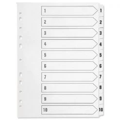 Filing & Folders Q-Connect 1-10 Index Multi-punched Polypropylene White A4 KF01353