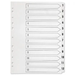 Q-Connect 1-12 Index Multi-punched Polypropylene White A4 KF01354