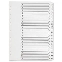 Q-Connect 20-Part A-Z Index Multi-Punched Reinforced Board Clear Tab A4 WhiteKF01532 Filing & Folders