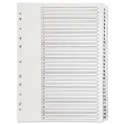 Q-Connect 1-31 Index Multi-Punched Reinforced Board Clear Tab A4 White KF01936 Filing & Folders
