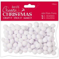 Papermania Mini Pom Poms - White Craft Embellishments