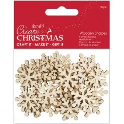 Papermania Create Christmas Wooden Shapes - Mini Snowflakes Natural