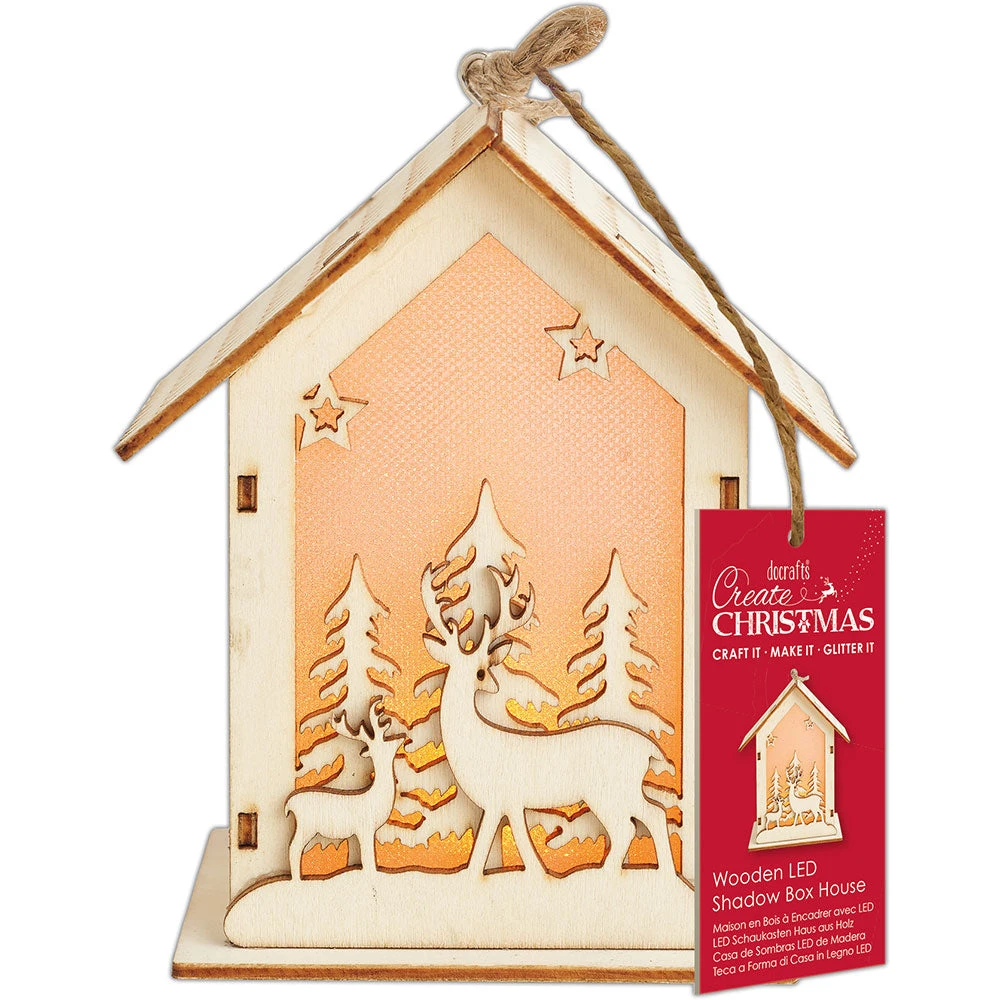 Papermania Wooden LED Shadow Box House - Create Christmas - 2 Stags 3 Papermania Wooden LED Shadow Box House - Create Christmas - 2 Stags