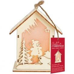 Papermania Wooden LED Shadow Box House - Create Christmas - Snowman