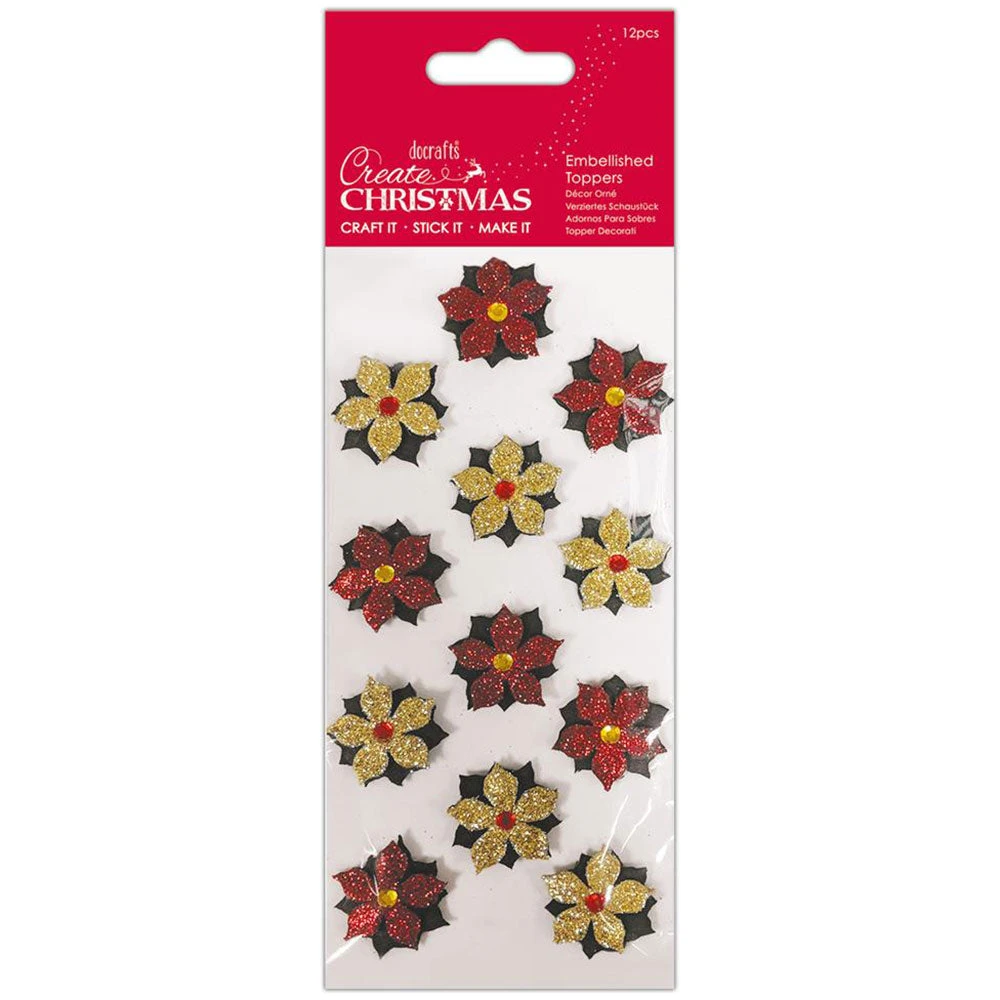 Papermania Embellished Toppers - Poinsettias - Create Christmas 3 Papermania Embellished Toppers - Poinsettias - Create Christmas