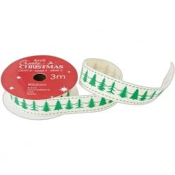 Papermania Cotton Christmas Ribbon - Christmas Trees - Create Christmas