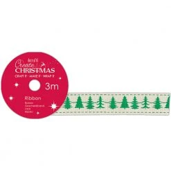 Papermania Cotton Christmas Ribbon - Christmas Trees - Create Christmas
