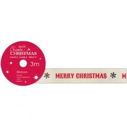 Papermania Cotton Christmas Ribbon - Merry Christmas - Create Christmas