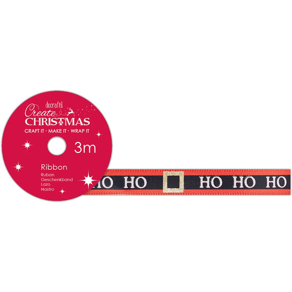 Papermania Satin Christmas Ribbon - Ho Ho Ho - Create Christmas 4 Papermania Satin Christmas Ribbon - Ho Ho Ho - Create Christmas