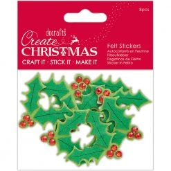Papermania Felt Holly Stickers - Create Christmas