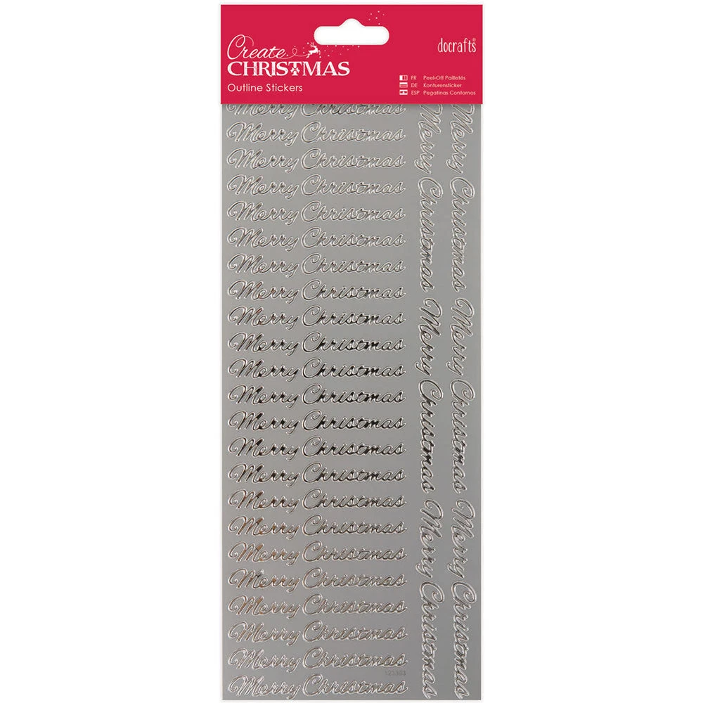 Papermania Outline Stickers - Merry Christmas - Silver 3 Papermania Outline Stickers - Merry Christmas - Silver