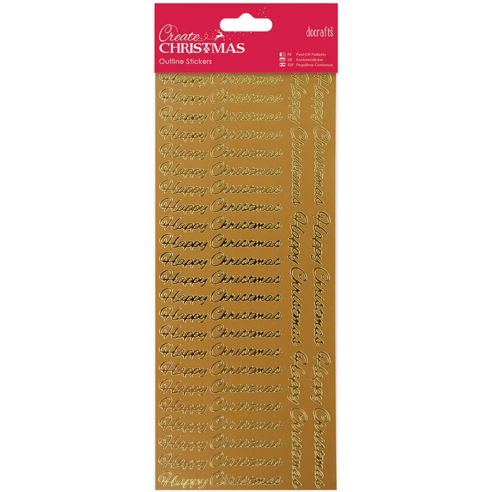 Papermania Outline Stickers - Happy Christmas - Gold 3 Papermania Outline Stickers - Happy Christmas - Gold