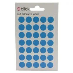 Blick Coloured Labels In Bags Round 13mm Dia 140 Per Bag Blue RS003953