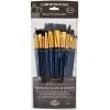 Royal & Langnickel 12 Brushes Black Taklon Flat Variety Art Gifts
