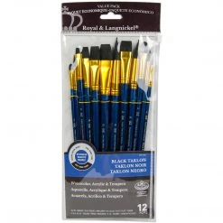 Royal & Langnickel 12 Brushes Black Taklon Round Variety