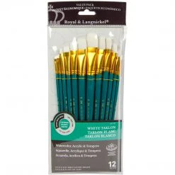 Royal & Langnickel 12 Brushes White Taklon Flat Set
