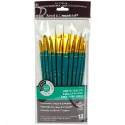 Artists Brushes Royal & Langnickel Brush Set 12 Brushes White Taklon Round Set