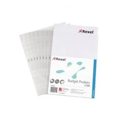 Rexel Budget Punched Pockets - Pack Of 100 A4 Cleat Filing & Folders
