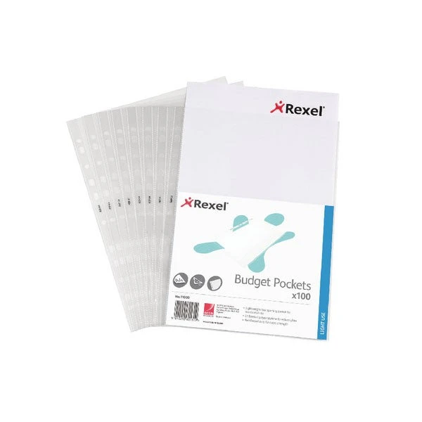 Rexel Budget Punched Pockets - Pack Of 100 A4 Cleat Filing & Folders 3 Rexel Budget Punched Pockets - Pack Of 100 A4 Cleat Filing & Folders