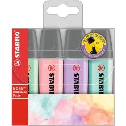 STABILO Writing Pens & Pencils BOSS Original Pastel Highlighter Wallet 4 Colours