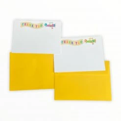 Mustard & Grey Social Stationery Mustard And Gray Aeroplanes Thank You Notecard Set