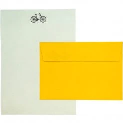 Mustard & Grey Mustard And Gray Bicycle Writing Paper Compendium Social Stationery