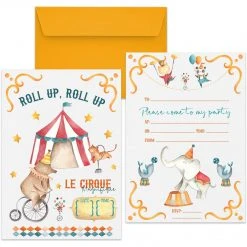 Mustard & Grey Mustard And Gray Circus Party Invitations Social Stationery