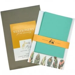 Mustard & Grey Mustard And Gray Feathers Writing Paper Compendium Social Stationery