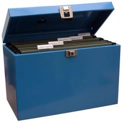 Value Cathedral Metal File Box A4 Blue Filing & Folders