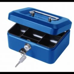 Cathedral Value 20cm (8 Inch) Key Lock Metal Cash Box Blue