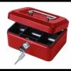 Cathedral Value 20cm (8 Inch) Key Lock Metal Cash Box Red Storage