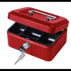 Cathedral Value 20cm (8 Inch) Key Lock Metal Cash Box Red Storage