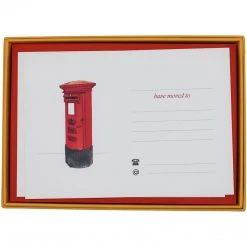 Mustard & Grey Mustard And Gray Pillar Box Change Of Address Card Set