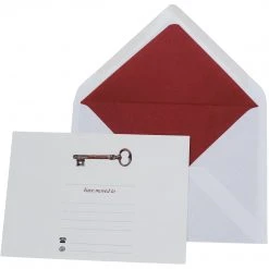 Mustard & Grey Mustard And Gray Vintage Key Change Of Address Card Set With Lined Envelopes