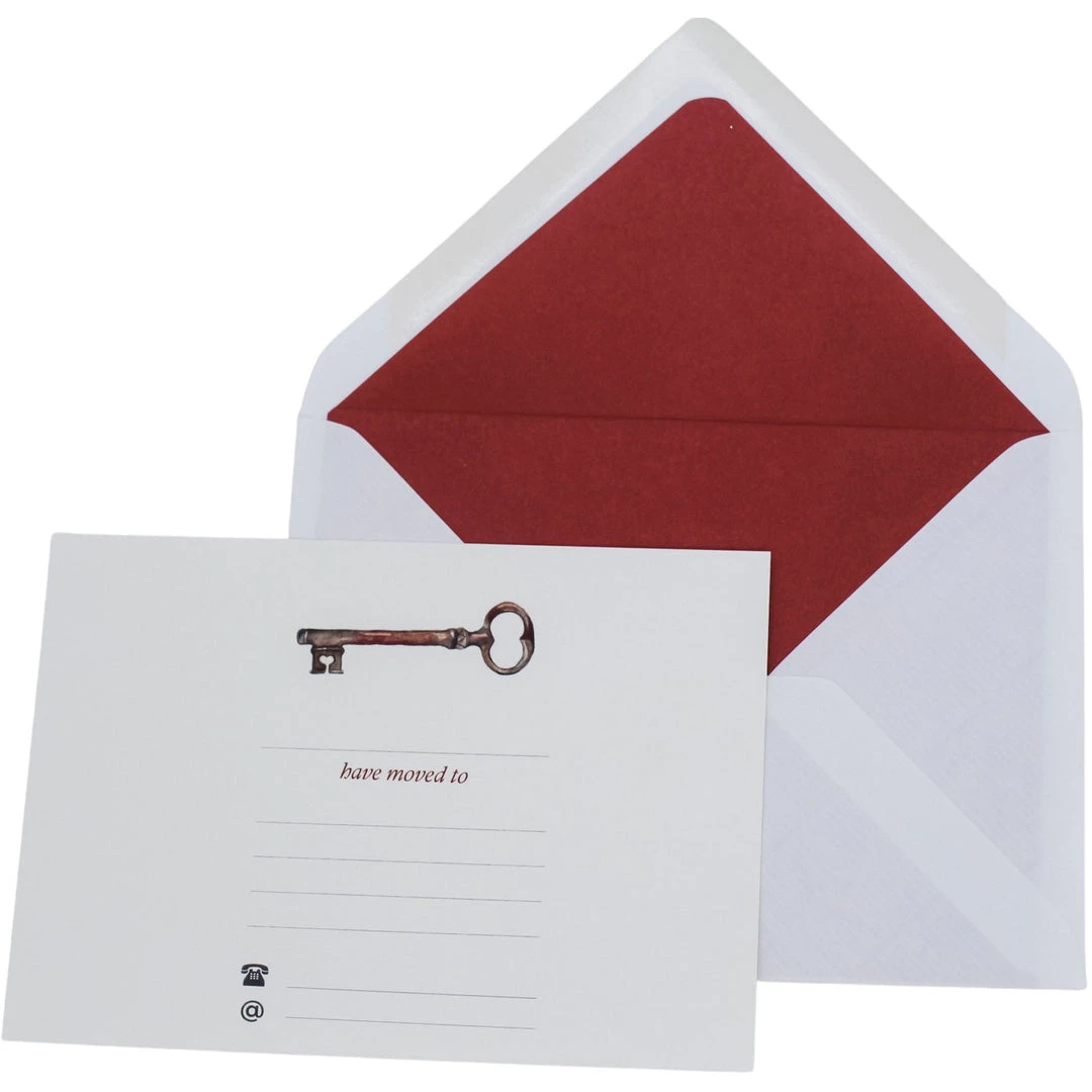 Mustard & Grey Mustard And Gray Vintage Key Change Of Address Card Set With Lined Envelopes 3 Mustard & Grey Mustard And Gray Vintage Key Change Of Address Card Set With Lined Envelopes