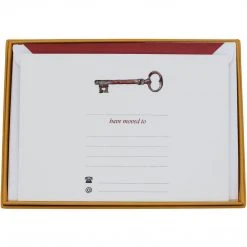 Mustard & Grey Mustard And Gray Vintage Key Change Of Address Card Set With Lined Envelopes
